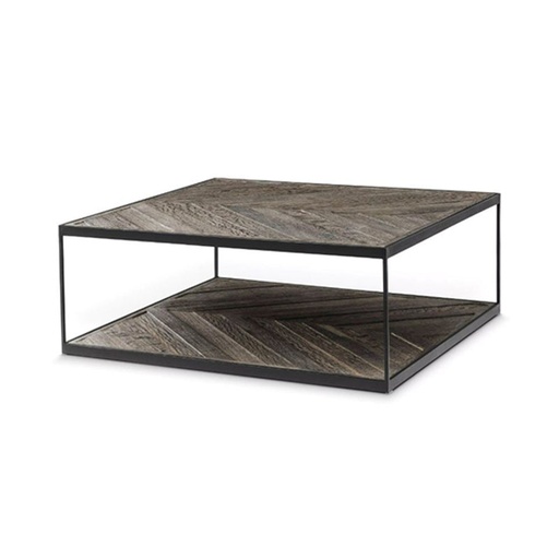 [square-weathered-oak-wood-coffee-table-veda-s] Mesa de centro pequeña Veda